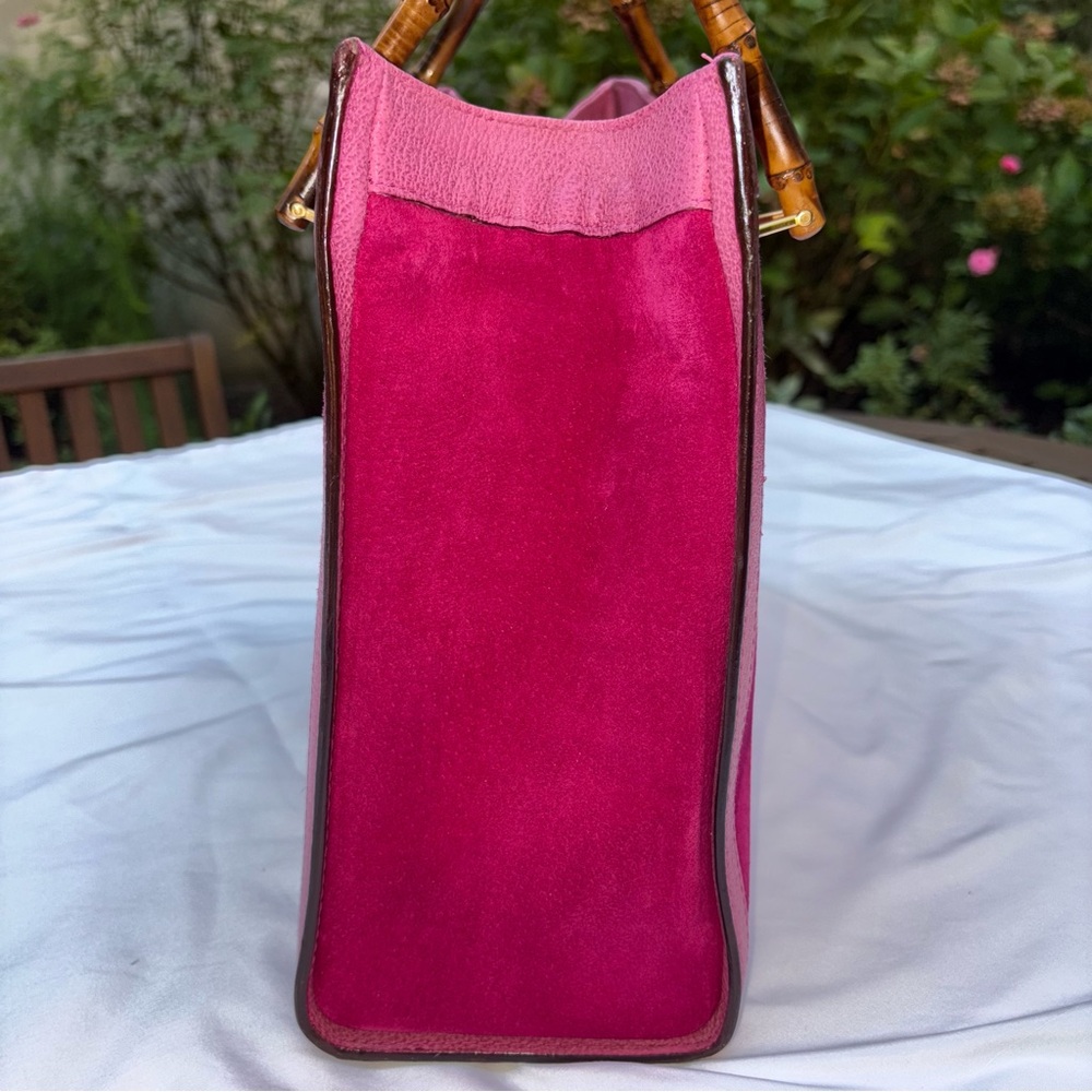 GUCCI Pink Diana Bag UNICORN Leather & Suede, Bamboo VINTAGE RARE - Picture 9 of 14